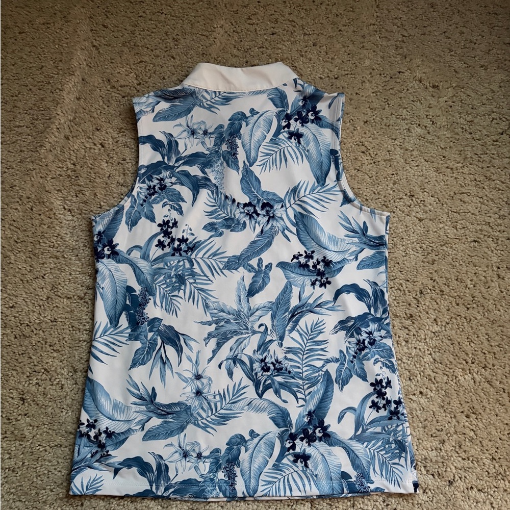 Tommy Bahama Tabu Jungle Blue Leaf Print Top size Medium (281) - Picture 3 of 8